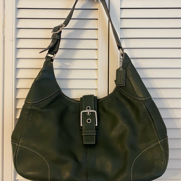 Coach Hamilton Shoulder Bag SoHo Hobo Crescent Green Leather Y2K - F12601 RARE - Picture 1 of 15